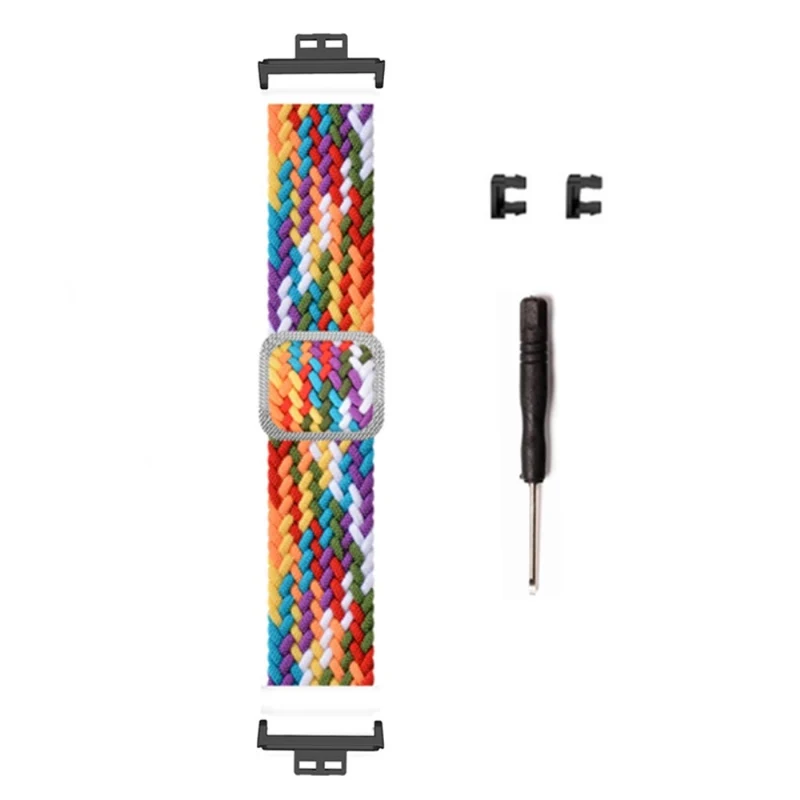 Huawei Watch Fit / Watch Fit Special Edition Watch Band Nylon Braided Elastic Wrist Strap - Rainbow