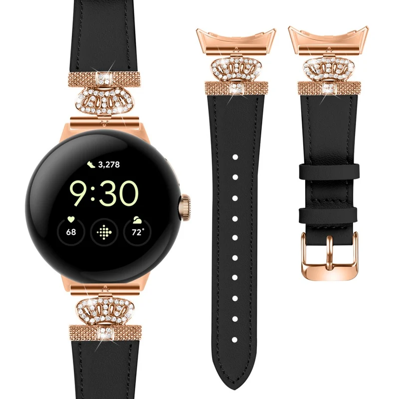 Google Pixel Watch Rhinestone Genuine Cow Leather Wrist Band Strap