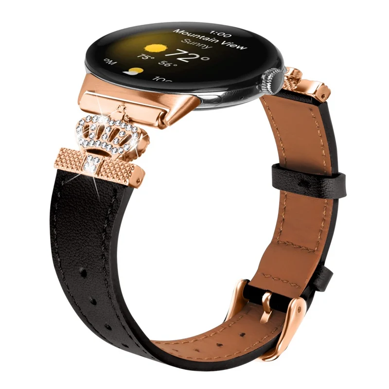 Google Pixel Watch Rhinestone Genuine Cow Leather Wrist Band Strap