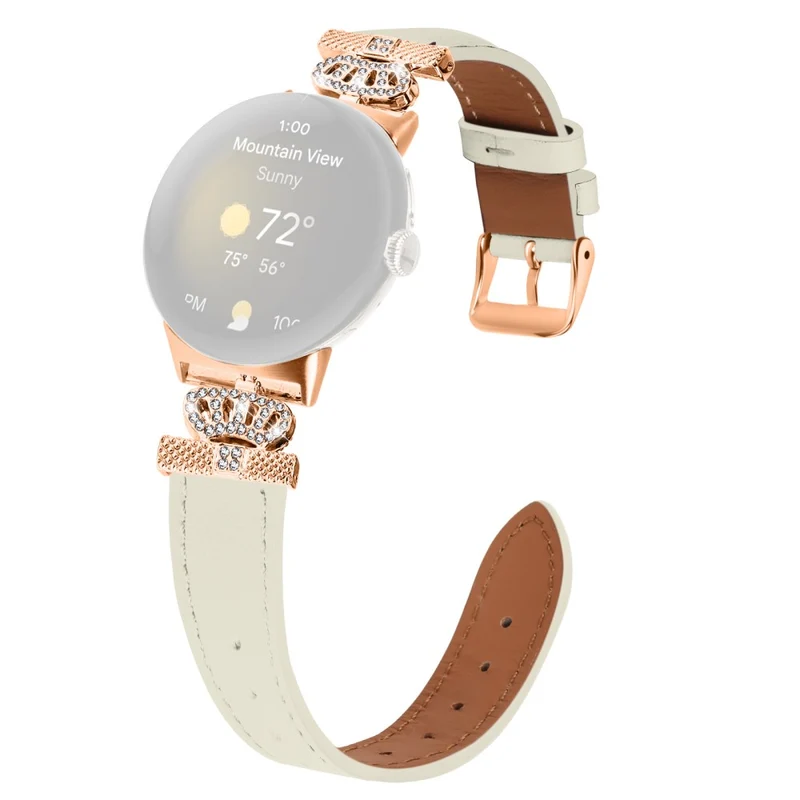 Google Pixel Watch Rhinestone Genuine Cow Leather Wrist Band Strap