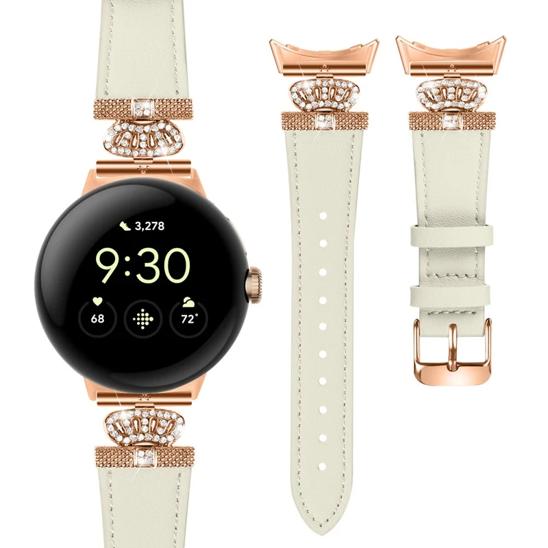 Google Pixel Watch Rhinestone Genuine Cow Leather Wrist Band Strap
