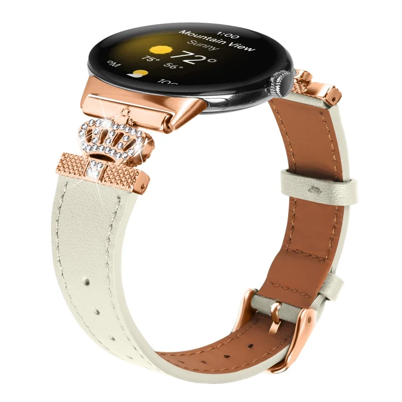 Google Pixel Watch Rhinestone Genuine Cow Leather Wrist Band Strap