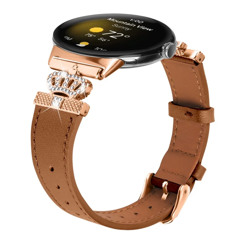 Google Pixel Watch Rhinestone Genuine Cow Leather Wrist Band Strap