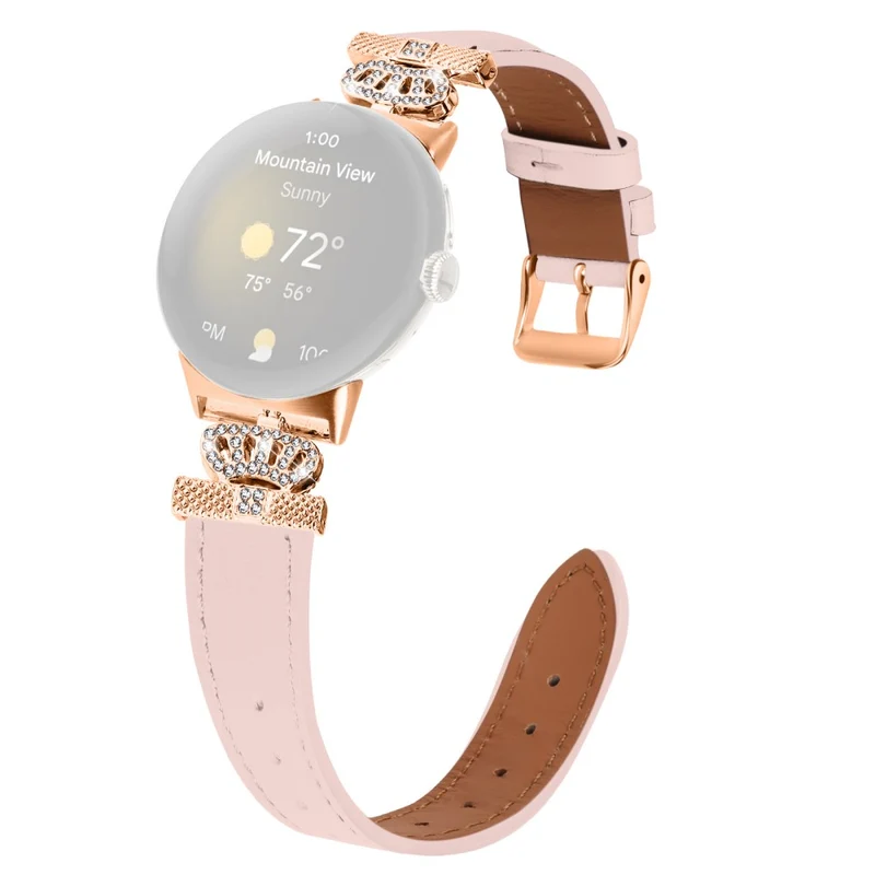 Google Pixel Watch Rhinestone Genuine Cow Leather Wrist Band Strap