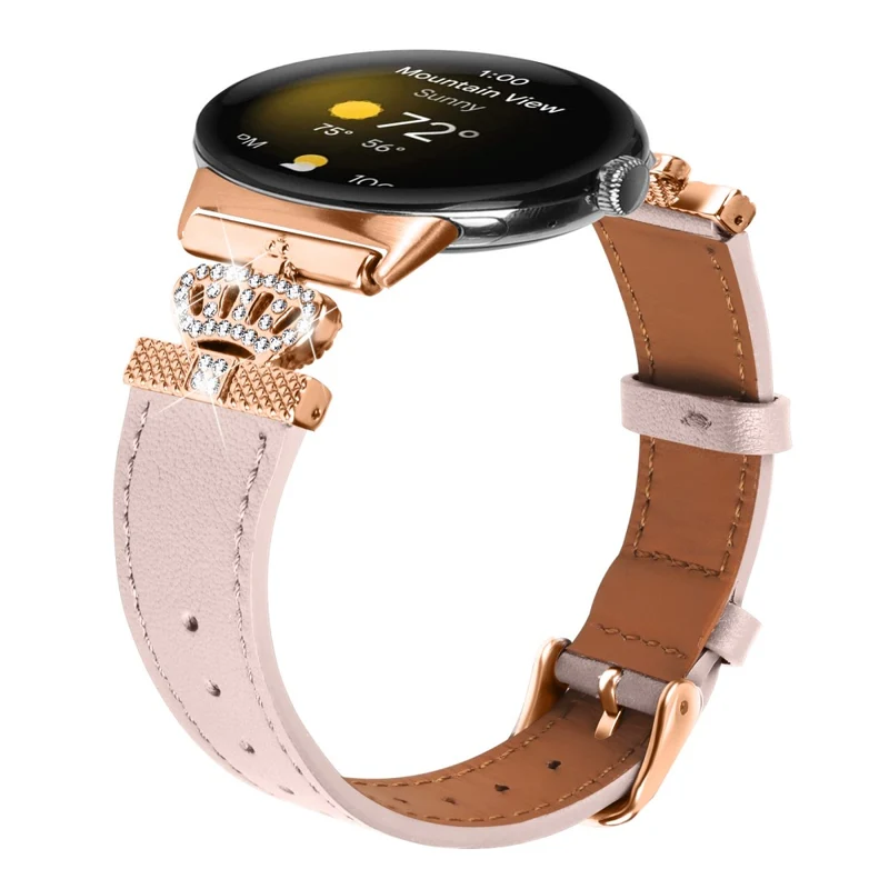 Google Pixel Watch Rhinestone Genuine Cow Leather Wrist Band Strap