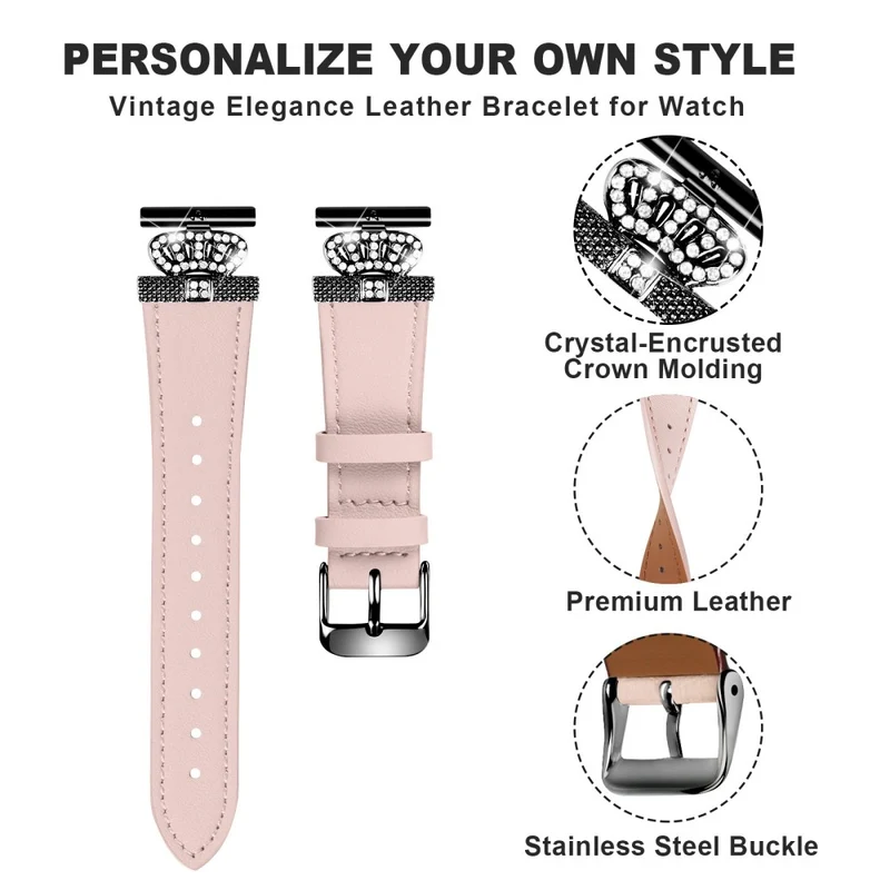 Garmin Vivomove HR / Vivomove Cowhide Watch Band Crown Shape Connector Strap