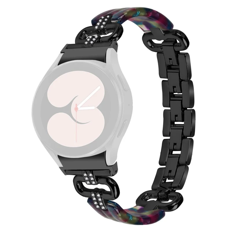 Resin Strap Watch 20mm Watch Band - Black / Purple+Green Pattern