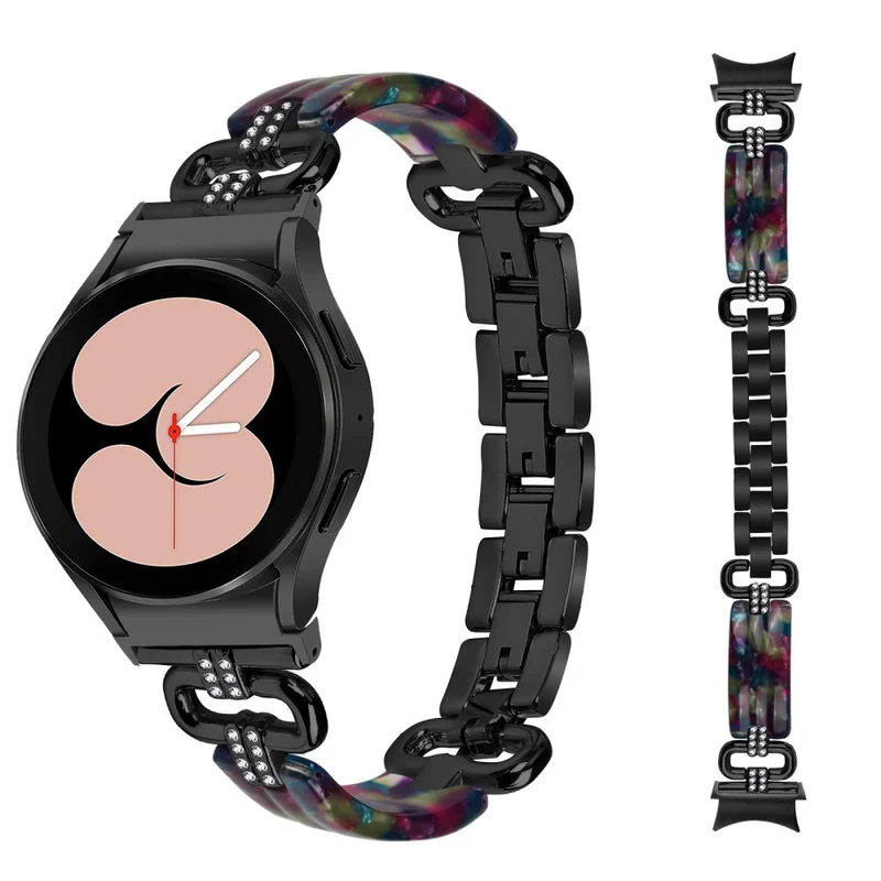 Resin Strap Watch 20mm Watch Band - Black / Purple+Green Pattern