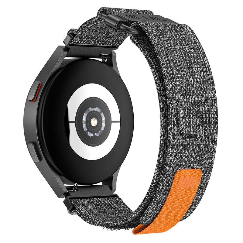 Samsung Galaxy Watch5 / Watch 5 Pro / Watch 4 / Watch 4 Classic Canvas Watchband 20mm Loop Strap - Black / Grey