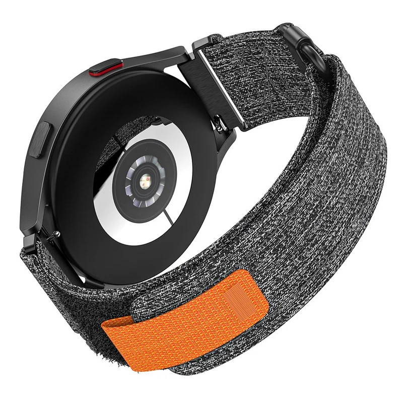 Samsung Galaxy Watch5 / Watch 5 Pro / Watch 4 / Watch 4 Classic Canvas Watchband 20mm Loop Strap - Black / Grey