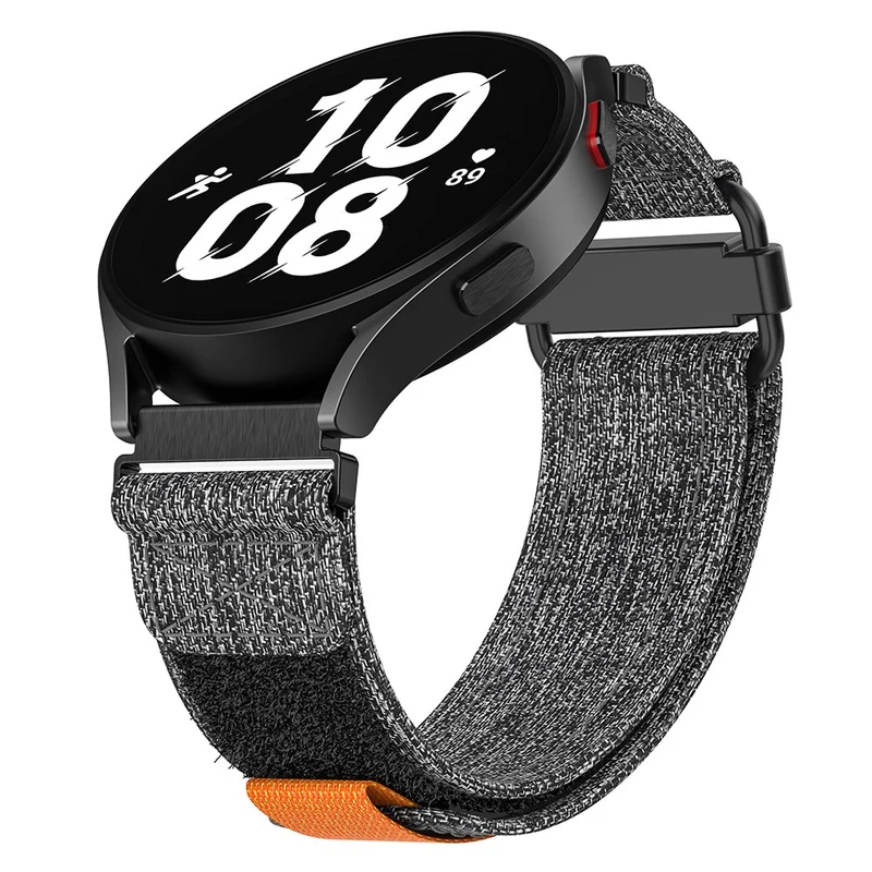 Samsung Galaxy Watch5 / Watch 5 Pro / Watch 4 / Watch 4 Classic Canvas Watchband 20mm Loop Strap - Black / Grey