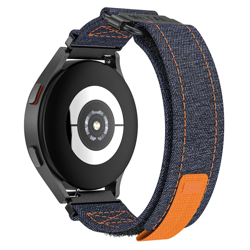 Samsung Galaxy Watch5 / Watch 5 Pro / Watch 4 / Watch 4 Classic Canvas Watchband 20mm Loop Strap - Black / Grey