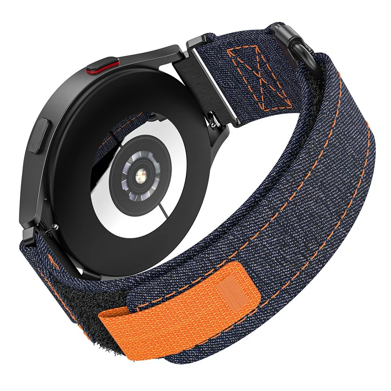 Samsung Galaxy Watch5 / Watch 5 Pro / Watch 4 / Watch 4 Classic Canvas Watchband 20mm Loop Strap - Black / Grey