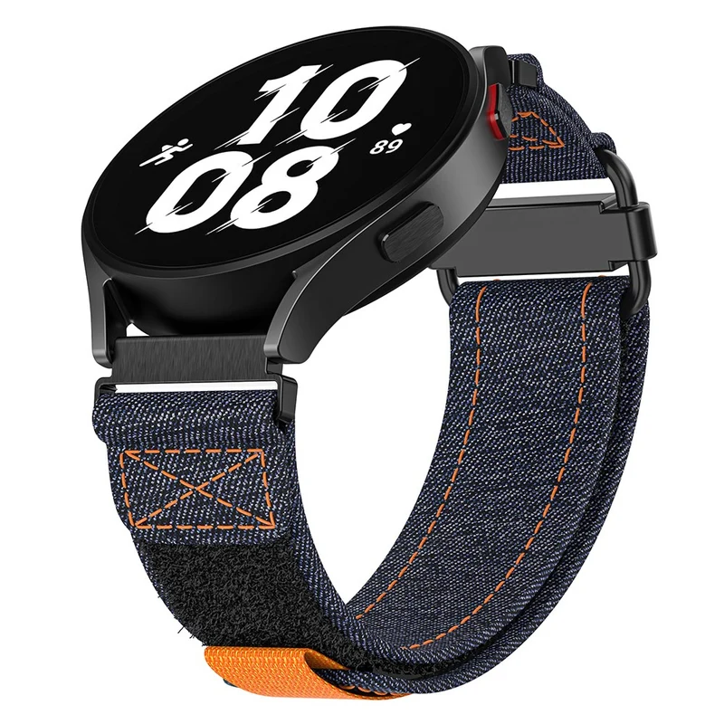 Samsung Galaxy Watch5 / Watch 5 Pro / Watch 4 / Watch 4 Classic Canvas Watchband 20mm Loop Strap - Black / Grey