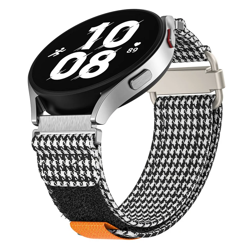 Samsung Galaxy Watch5 / Watch 5 Pro / Watch 4 / Watch 4 Classic Canvas Watchband 20mm Loop Strap - Black / Grey