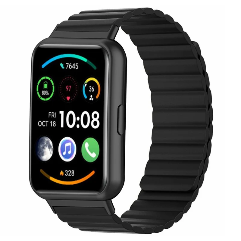 Huawei Watch Fit 2 Magnetic Watch Strap Flexible Adjustable Wristband - Black+Orange