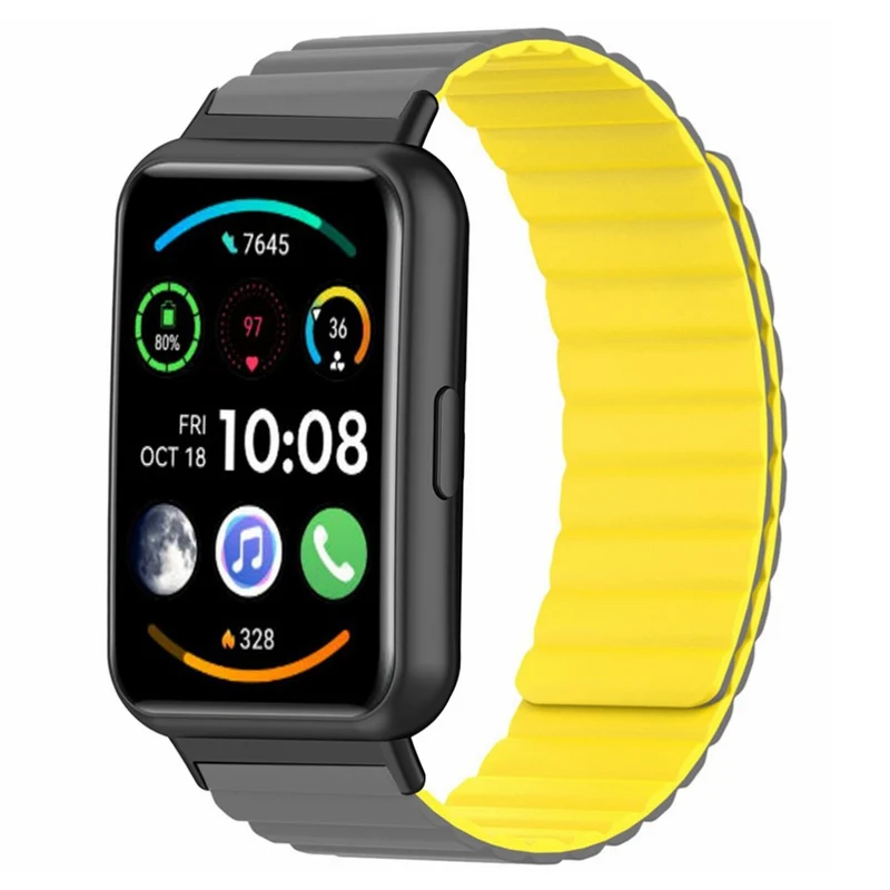 Huawei Watch Fit 2 Magnetic Watch Strap Flexible Adjustable Wristband - Black+Orange