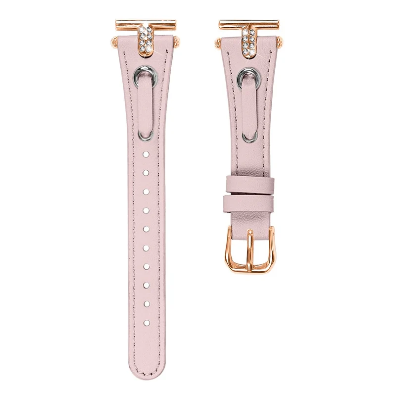 Garmin Move 3 / Vivomove 3 Watchband Genuine Cow Leather T-belt with Rhinestone Decor