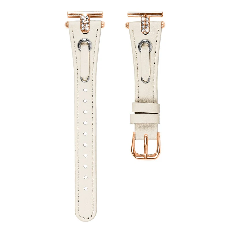 Garmin Move 3 / Vivomove 3 Watchband Genuine Cow Leather T-belt with Rhinestone Decor