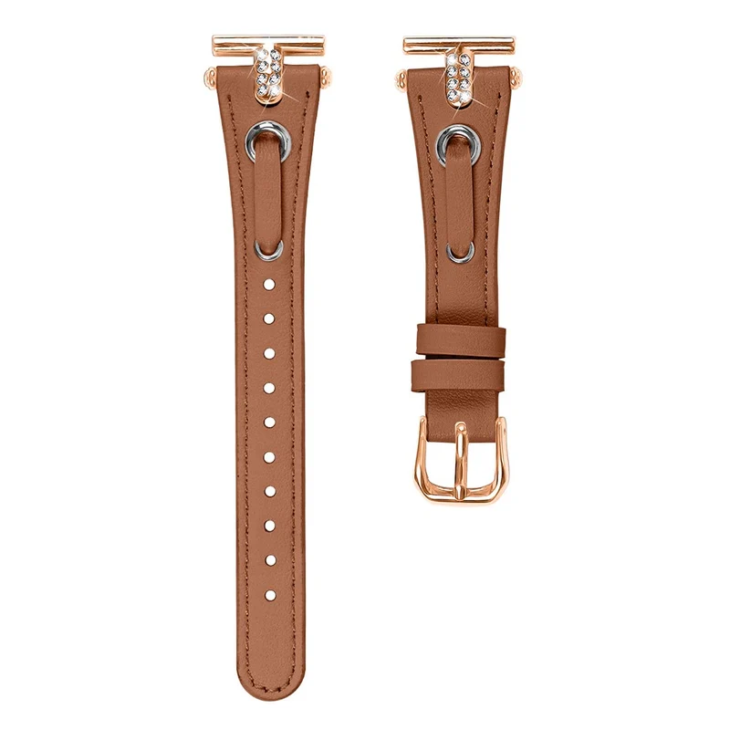 Garmin Move 3 / Vivomove 3 Watchband Genuine Cow Leather T-belt with Rhinestone Decor