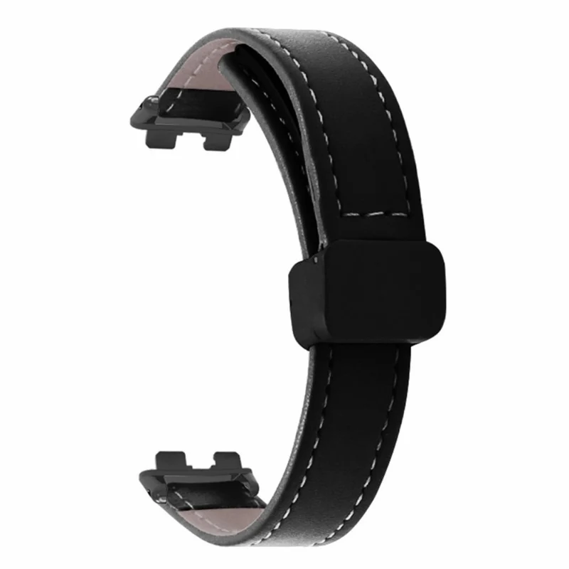 Xiaomi Smart Band 8 Watch Band Magnetic PU Leather and Metal Strap Replacement
