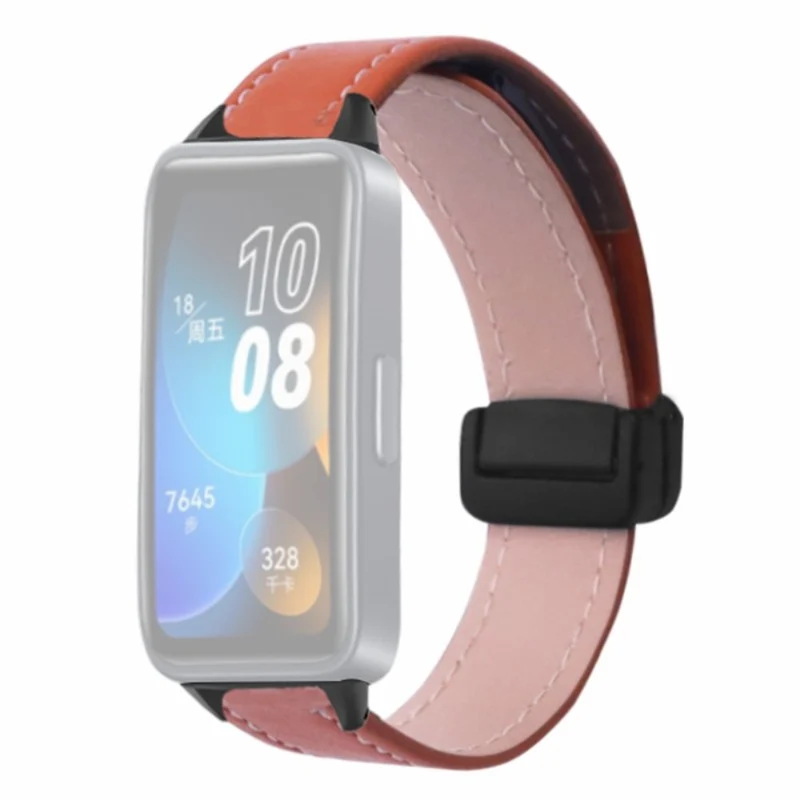 Xiaomi Smart Band 8 Watch Band Magnetic PU Leather and Metal Strap Replacement