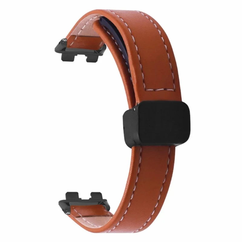 Xiaomi Smart Band 8 Watch Band Magnetic PU Leather and Metal Strap Replacement