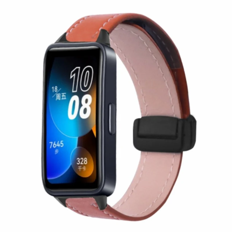 Xiaomi Smart Band 8 Watch Band Magnetic PU Leather and Metal Strap Replacement