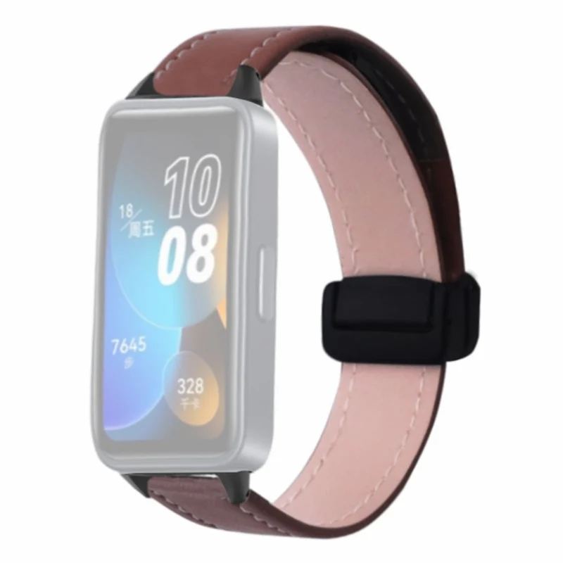 Xiaomi Smart Band 8 Watch Band Magnetic PU Leather and Metal Strap Replacement