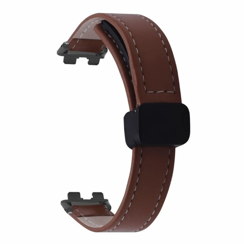 Xiaomi Smart Band 8 Watch Band Magnetic PU Leather and Metal Strap Replacement