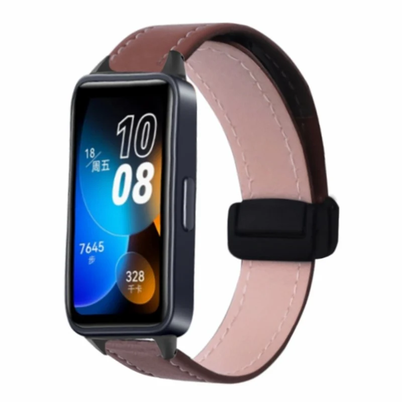 Xiaomi Smart Band 8 Watch Band Magnetic PU Leather and Metal Strap Replacement