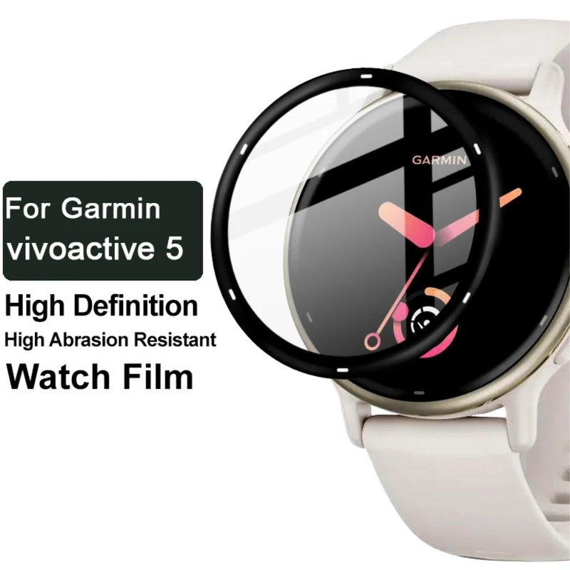 IMAK Garmin vivoactive 5 Screen Protector Clear Acrylic Watch Film Scratch Resistant Black Edge