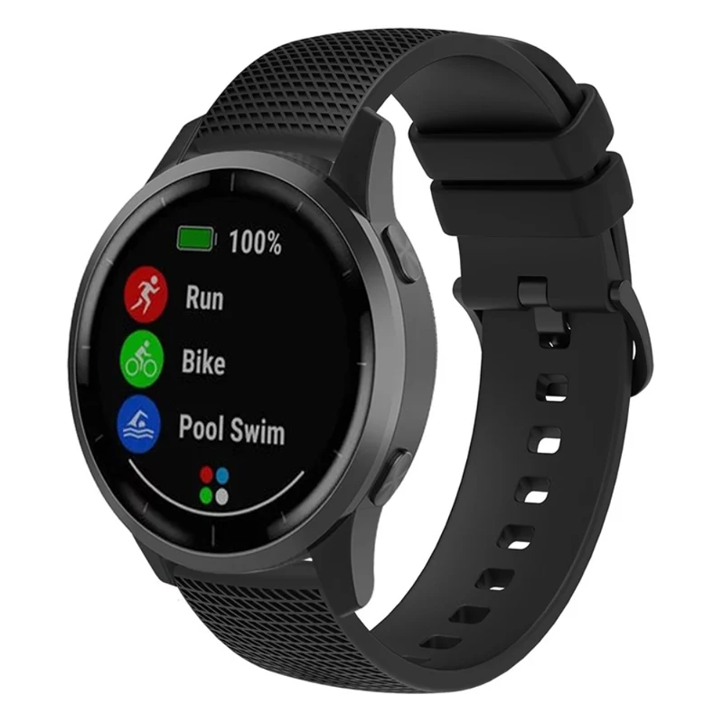 Garmin Venu 3S / Forerunner 265S Watch Strap 18mm Plaid Pattern Silicone Band - Navy Blue