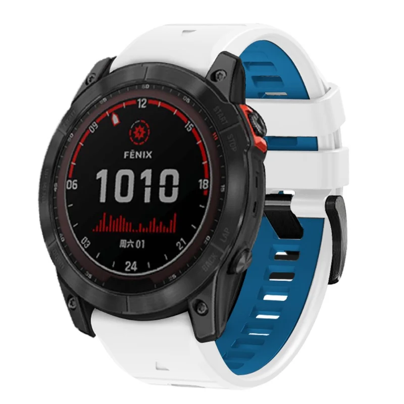 Garmin Fenix 7X Pro / Fenix 7X Dual-Colors Sport Strap Silicone Breathable Wristband - Red+Black