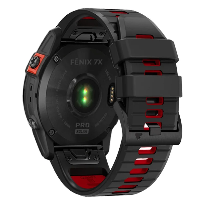 Garmin Fenix 7X Pro / Fenix 7X Dual-Colors Sport Strap Silicone Breathable Wristband - Red+Black