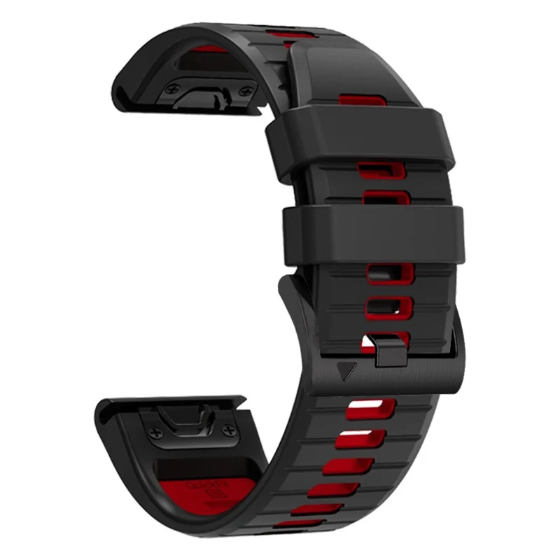Garmin Fenix 7X Pro / Fenix 7X Dual-Colors Sport Strap Silicone Breathable Wristband - Red+Black