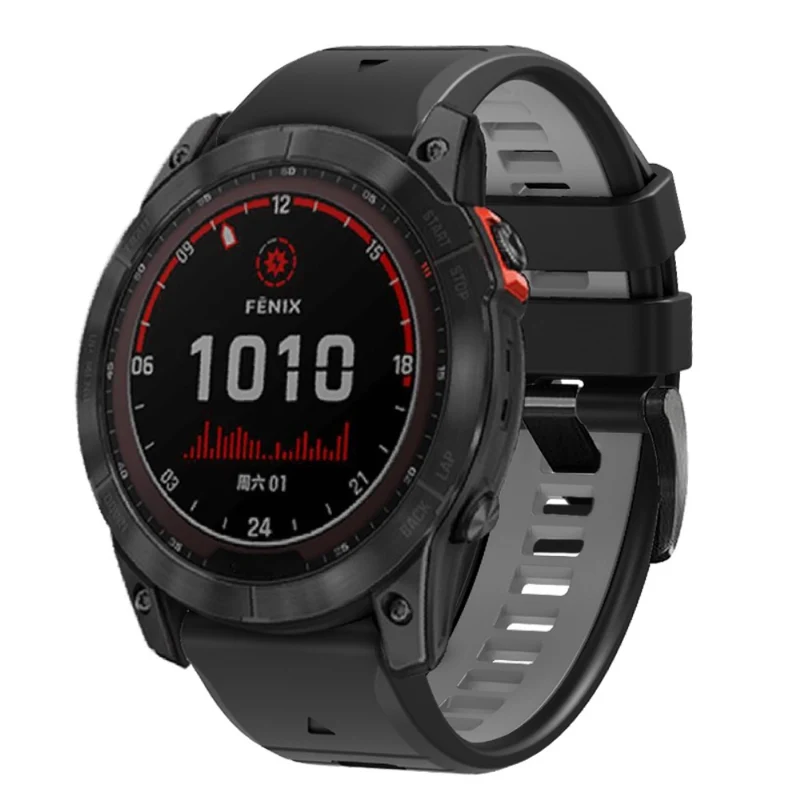 Garmin Fenix 7X Pro / Fenix 7X Dual-Colors Sport Strap Silicone Breathable Wristband - Red+Black