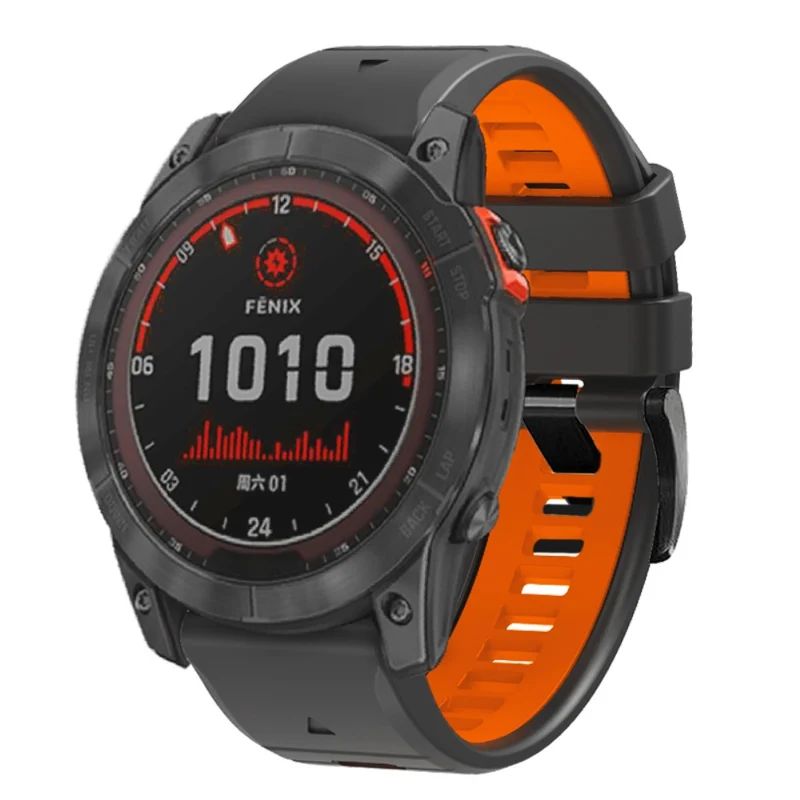 Garmin Fenix 7X Pro / Fenix 7X Dual-Colors Sport Strap Silicone Breathable Wristband - Red+Black