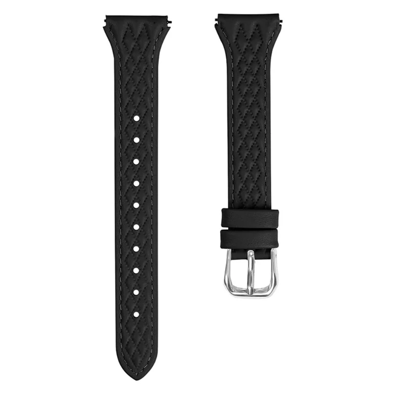 Pebble 2 / Time Round Rhombus Imprinted Genuine Cow Leather Watch Strap