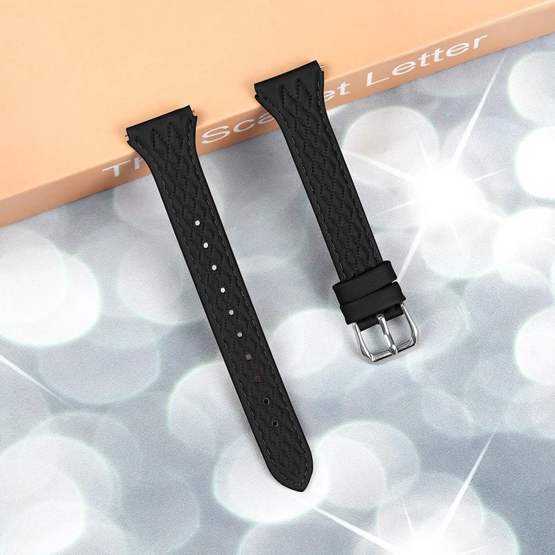 Pebble 2 / Time Round Rhombus Imprinted Genuine Cow Leather Watch Strap