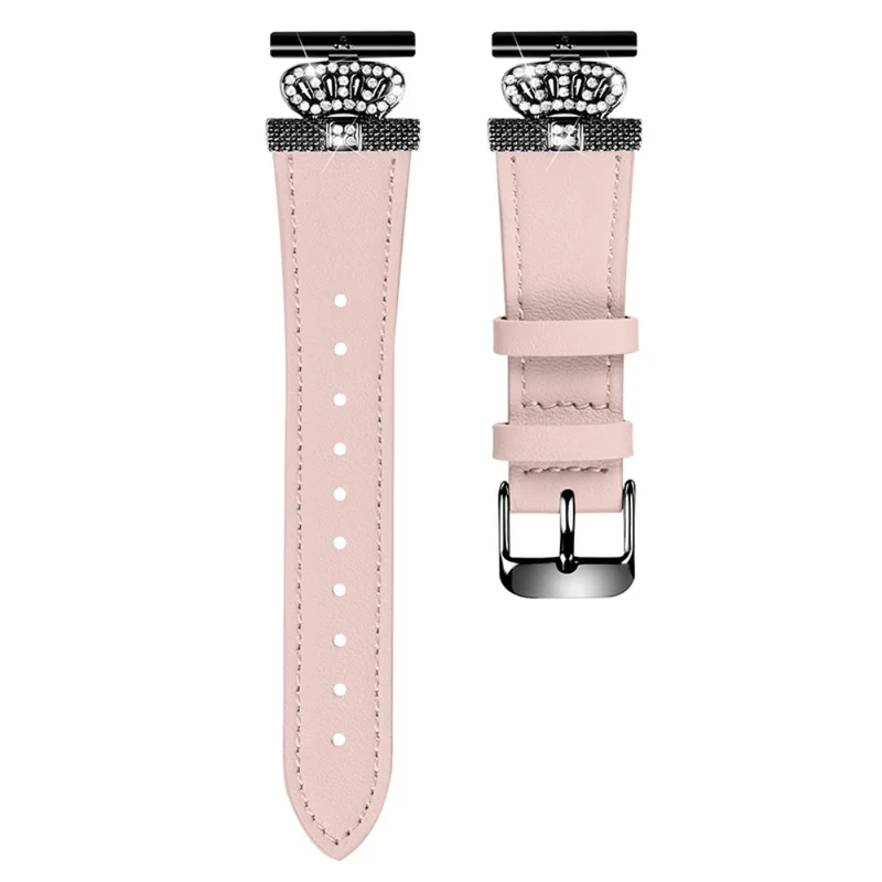 Pebble Time Round / Pebble 2 Cowhide Band Crown Design Replacement Strap