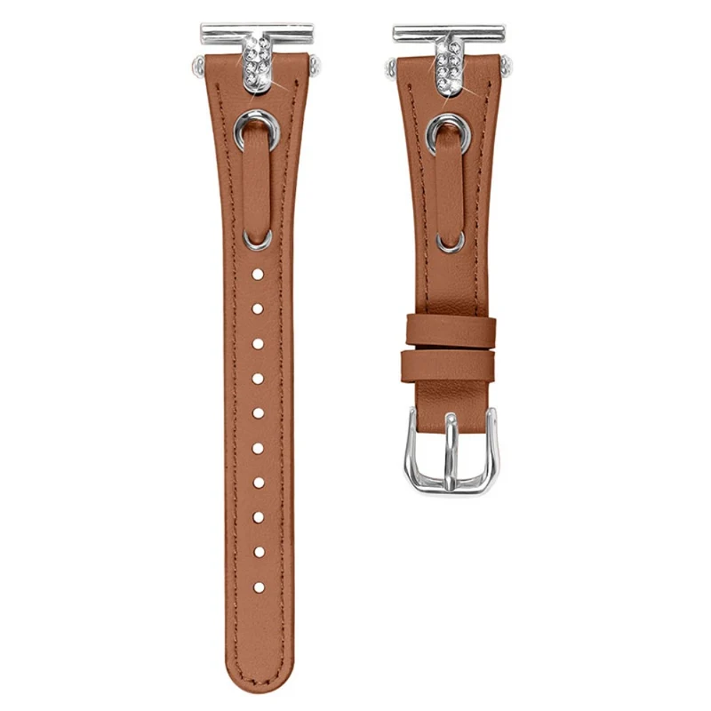 Pebble Time Round / Pebble 2 Replacement Band Rhinestone Decor Genuine Cow Leather Watch Strap