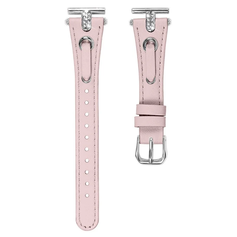 Pebble Time Round / Pebble 2 Replacement Band Rhinestone Decor Genuine Cow Leather Watch Strap