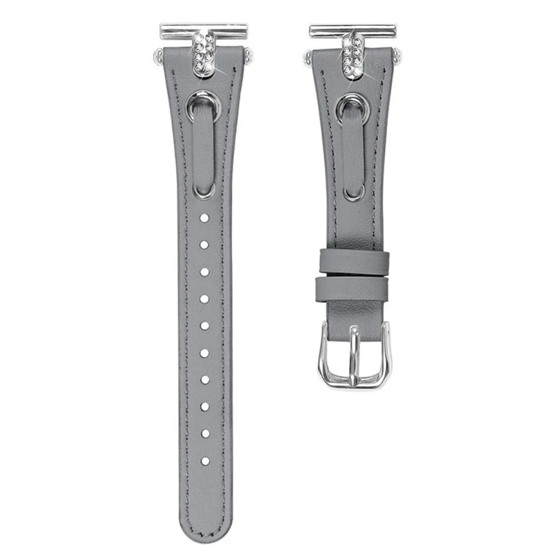 Pebble Time Round / Pebble 2 Replacement Band Rhinestone Decor Genuine Cow Leather Watch Strap