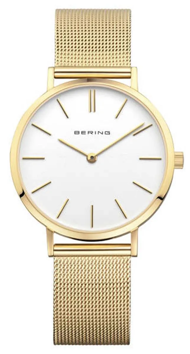 Bering Classic 14134-331 Damenuhr • Kratzfestes Saphirglas • Feines Milanaise-Armband