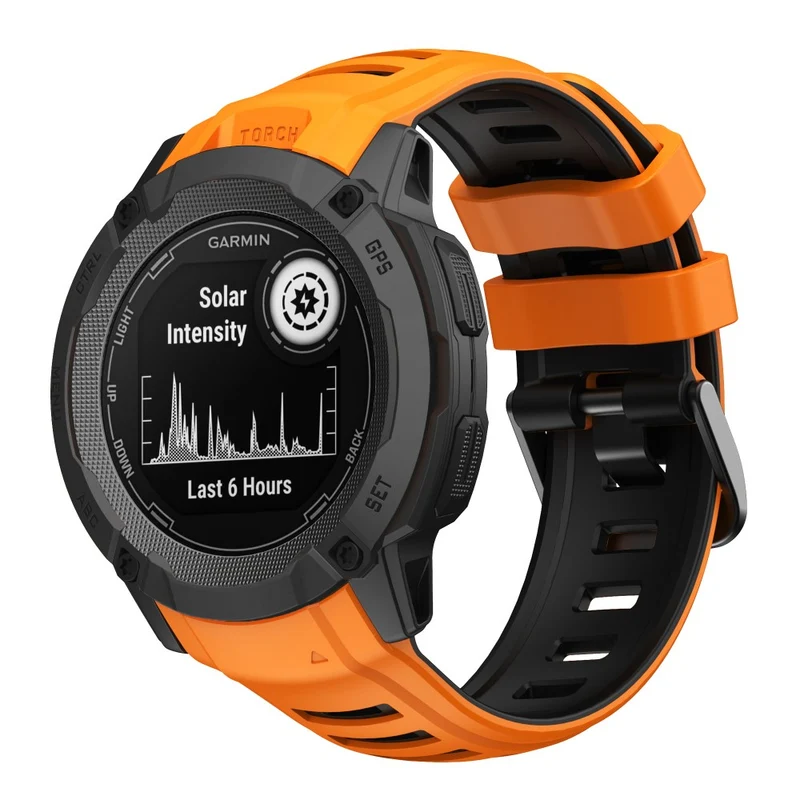 Garmin Instinct 2X Silicone Watch Straps Dual Color Wrist Band - Orange+Black