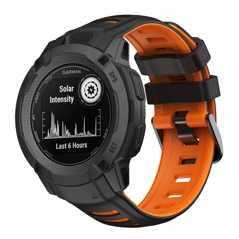 Garmin Instinct 2X Silicone Watch Straps Dual Color Wrist Band - Orange+Black