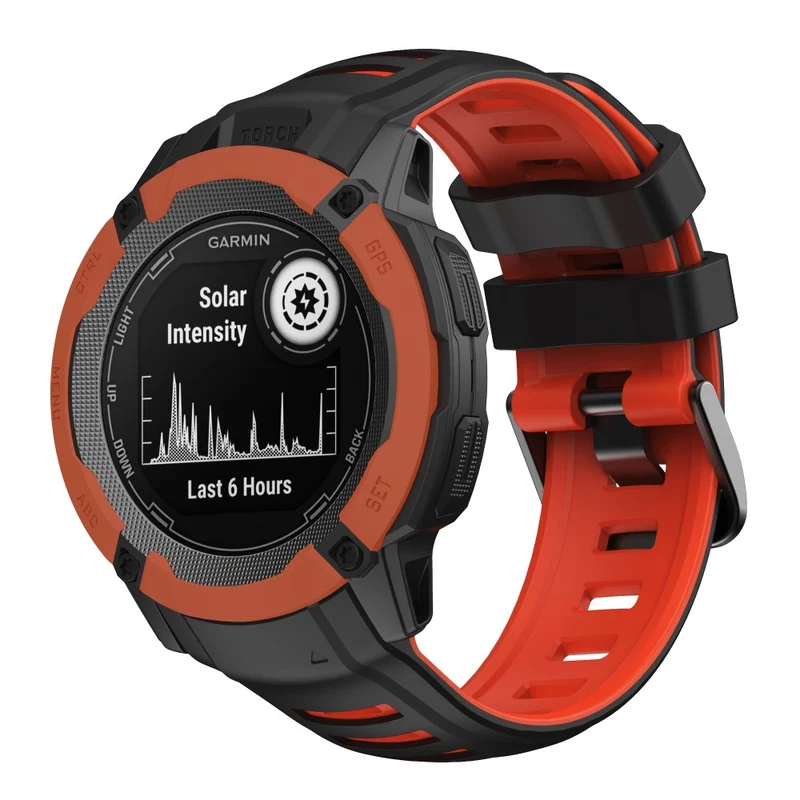 Garmin Instinct 2X Silicone Watch Straps Dual Color Wrist Band - Orange+Black
