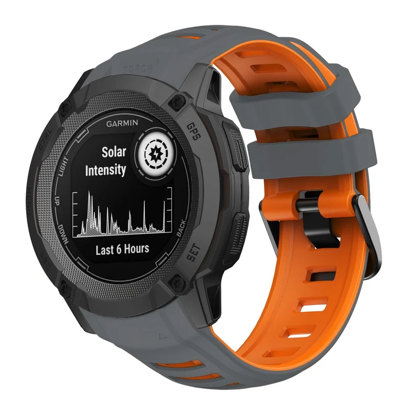 Garmin Instinct 2X Silicone Watch Straps Dual Color Wrist Band - Orange+Black