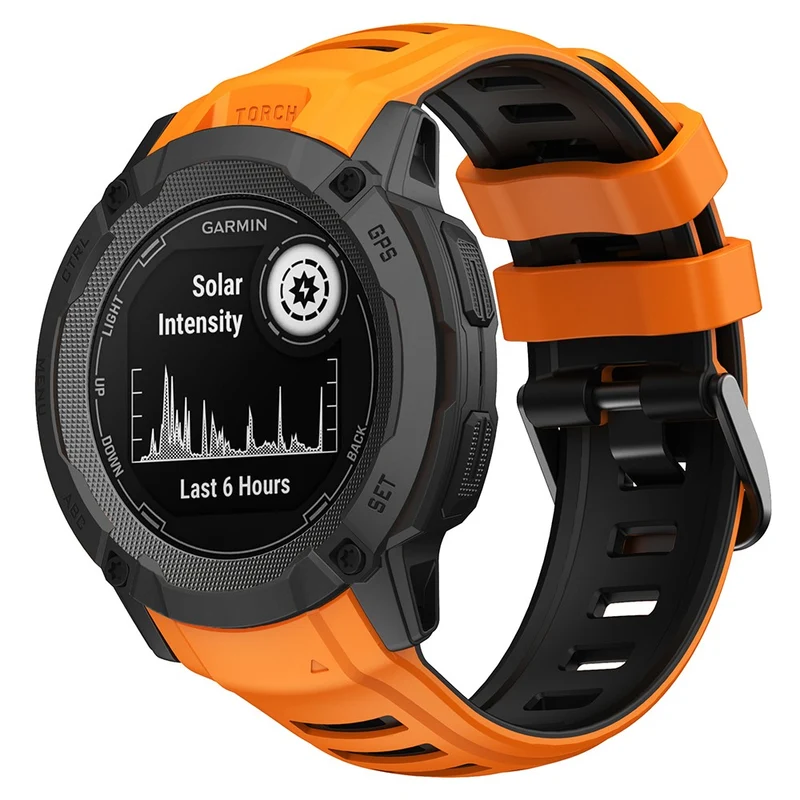 Garmin Instinct 2X Silicone Watch Strap Replacement Wrist Band - Orange+Black